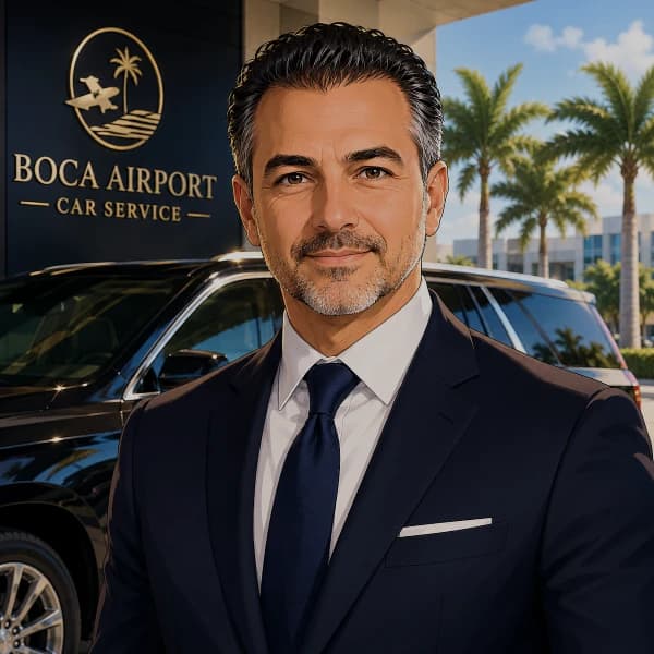 Tony Giannccoli — owner and chauffeur at Boca Raton Airport Car Service. Professional South Florida chauffeur with 15+ years of experience, leading a fleet of sedans, SUVs, a Mercedes-Benz Sprinter, and a party bus.